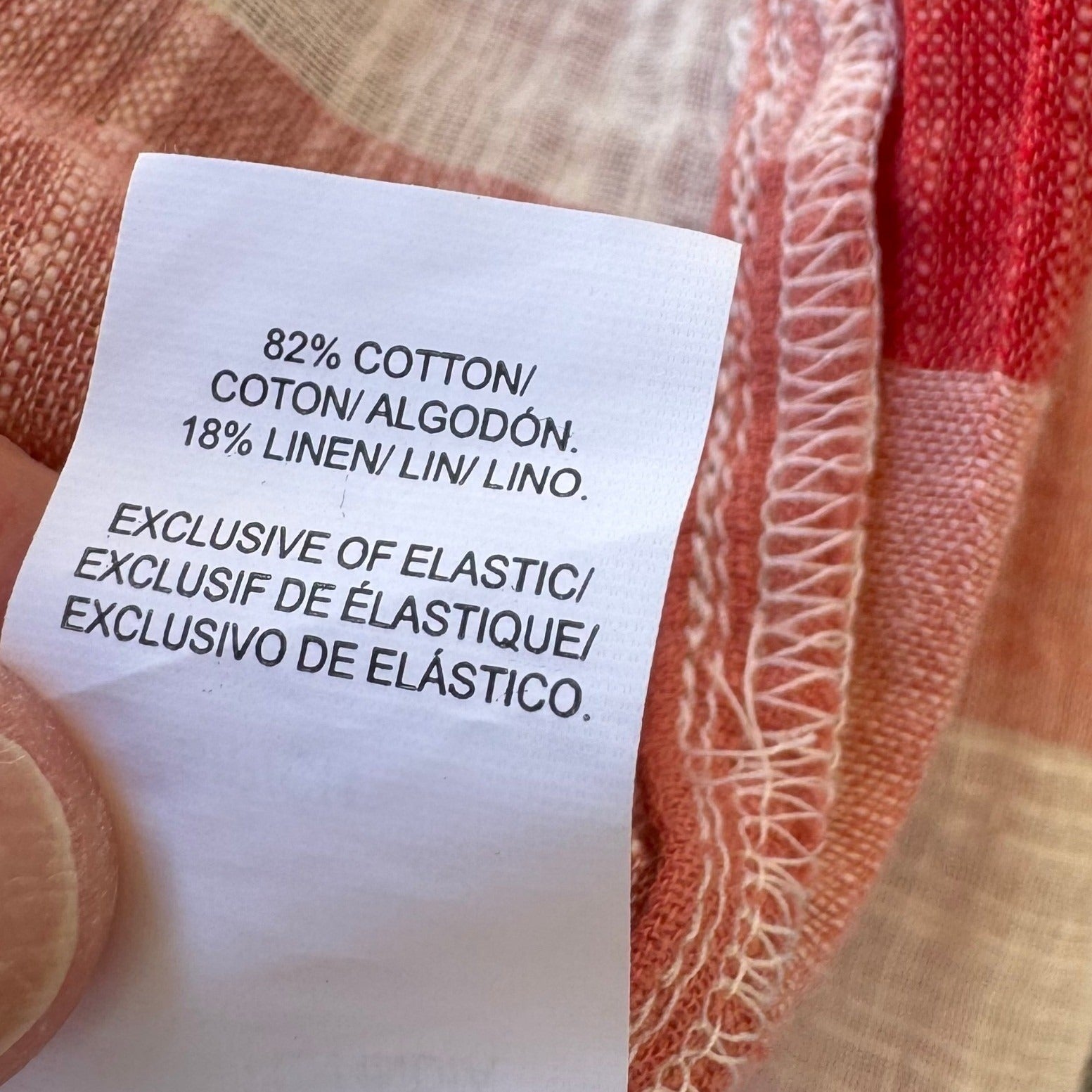 Lucky Brand Coastal Plaid Gauzy Cotton Linen Smocked Boho Peasant Tunic Blouse S