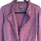 Switch Nic+Zoe Purple Fringe Tweed Chic Textured Open Front Zip Pockets Blazer Jacket L 3 image