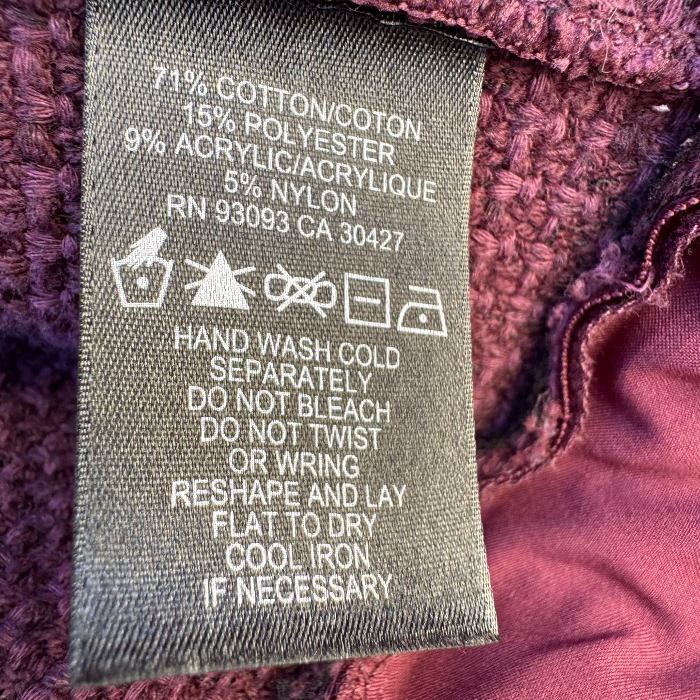 Nic+Zoe Purple Fringe Tweed Chic Textured Open Front Zip Pockets Blazer Jacket L