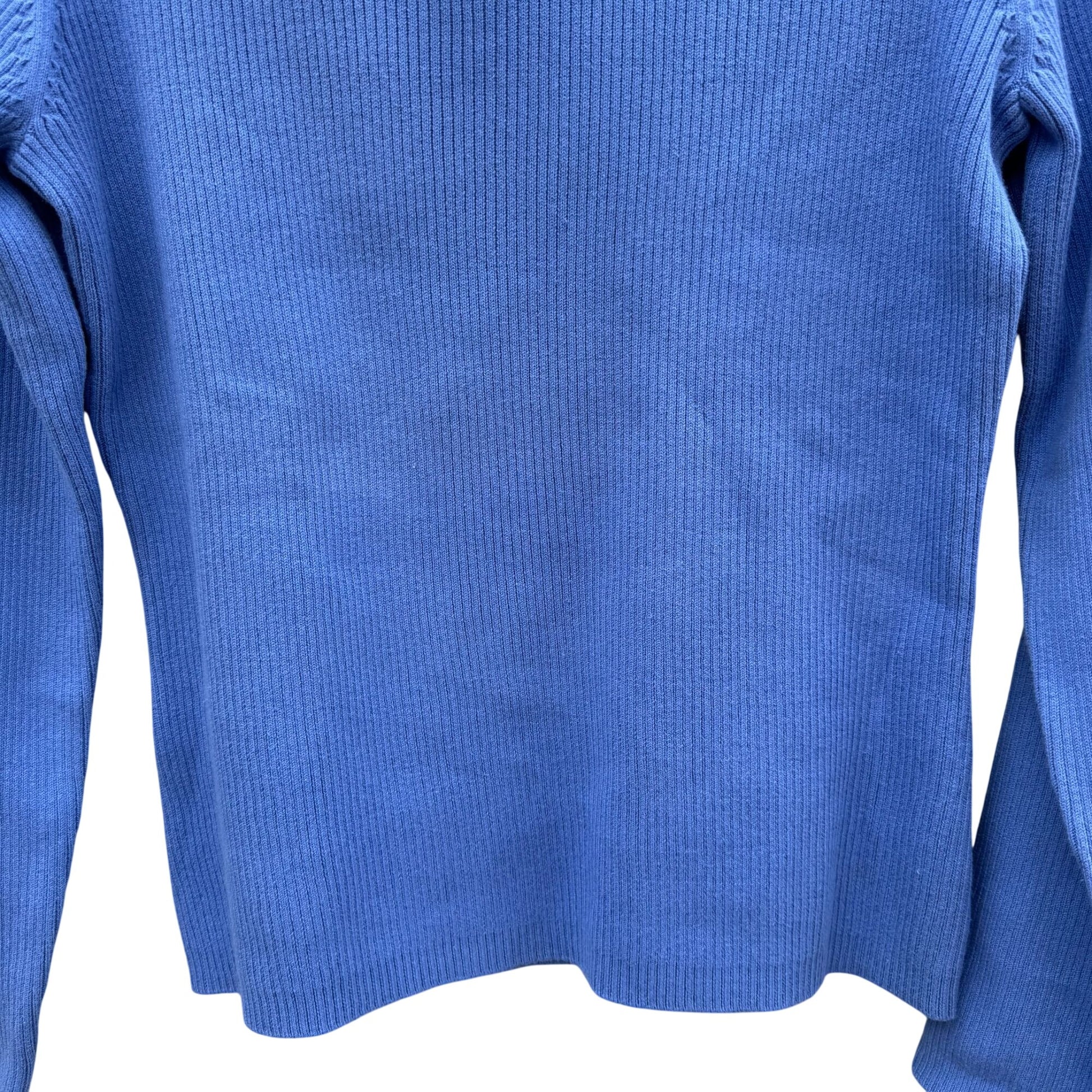 Covington Blue Knit Turtleneck Sweater L Stretch Cotton Long Sleeve Womens New