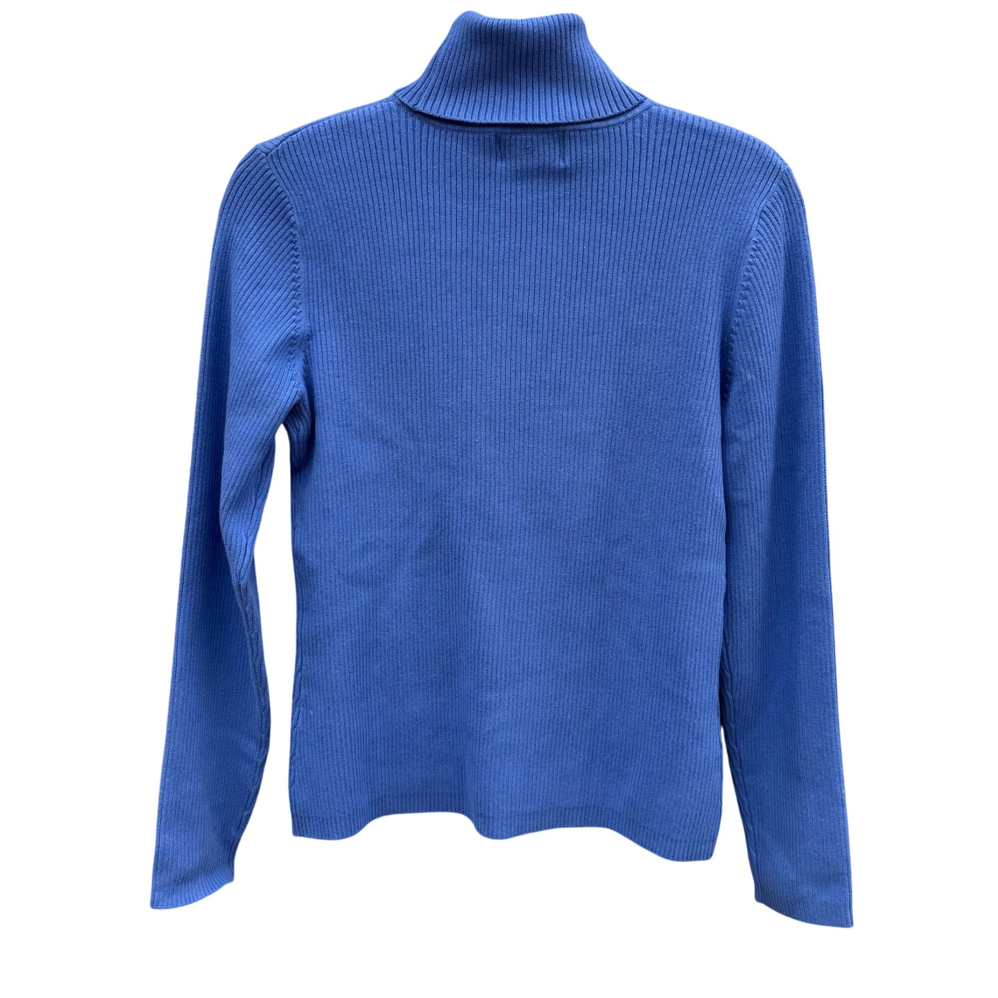 Covington Blue Knit Turtleneck Sweater L Stretch Cotton Long Sleeve Womens New
