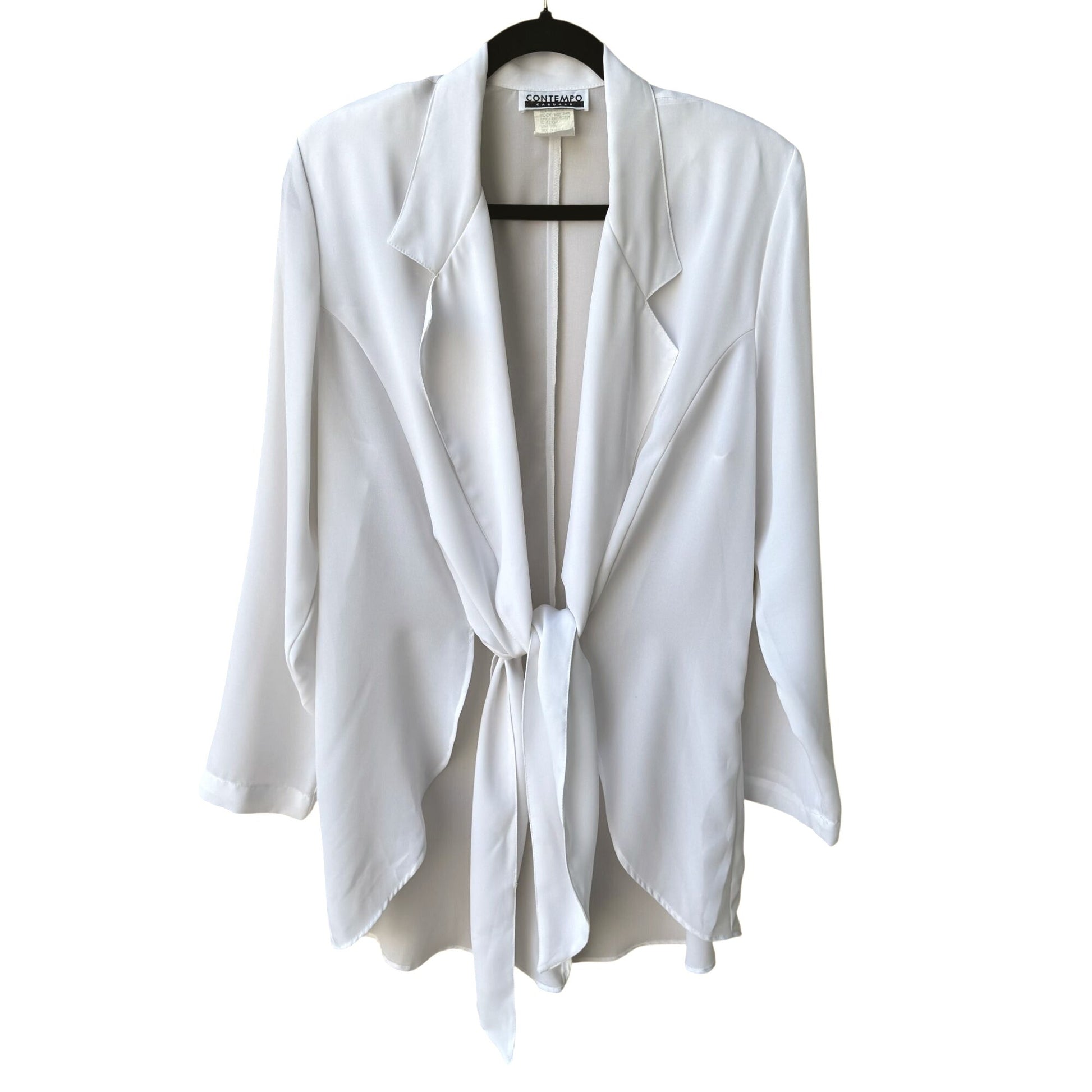 Contempo Casuals Vintage Expose Womens Flowy White Tie Front Fairy Witchy Top L