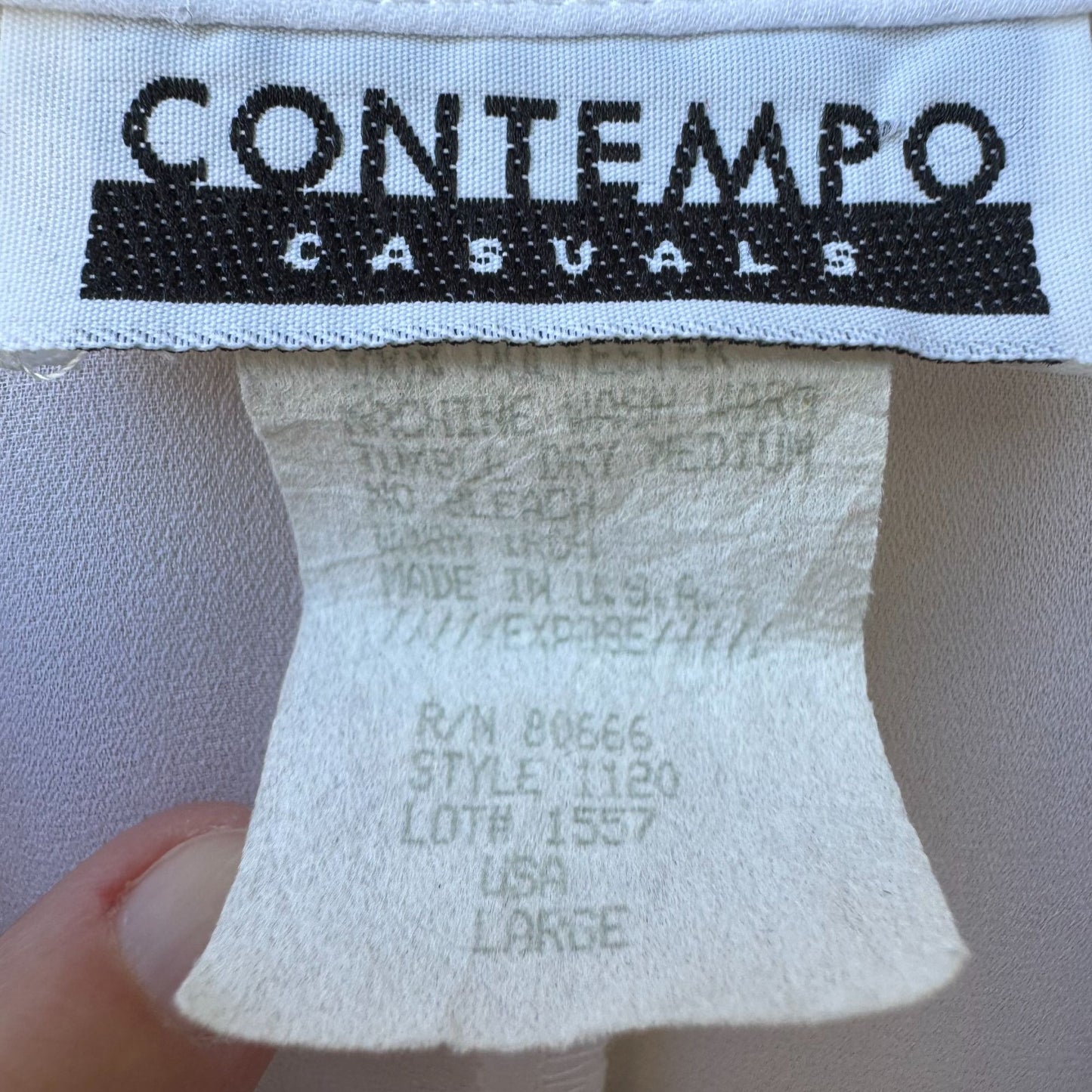 Contempo Casuals Vintage Expose Womens Flowy White Tie Front Fairy Witchy Top L