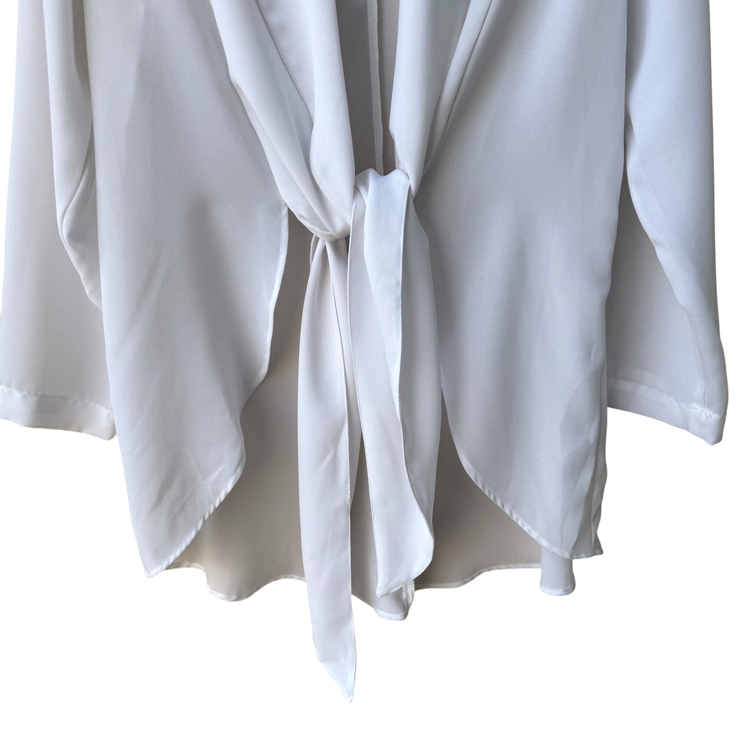 Contempo Casuals Vintage Expose Womens Flowy White Tie Front Fairy Witchy Top L