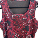 Switch Kasper Gothic Boho Layering Academia Paisley Textured Knit Blouse Red Black L 3 image