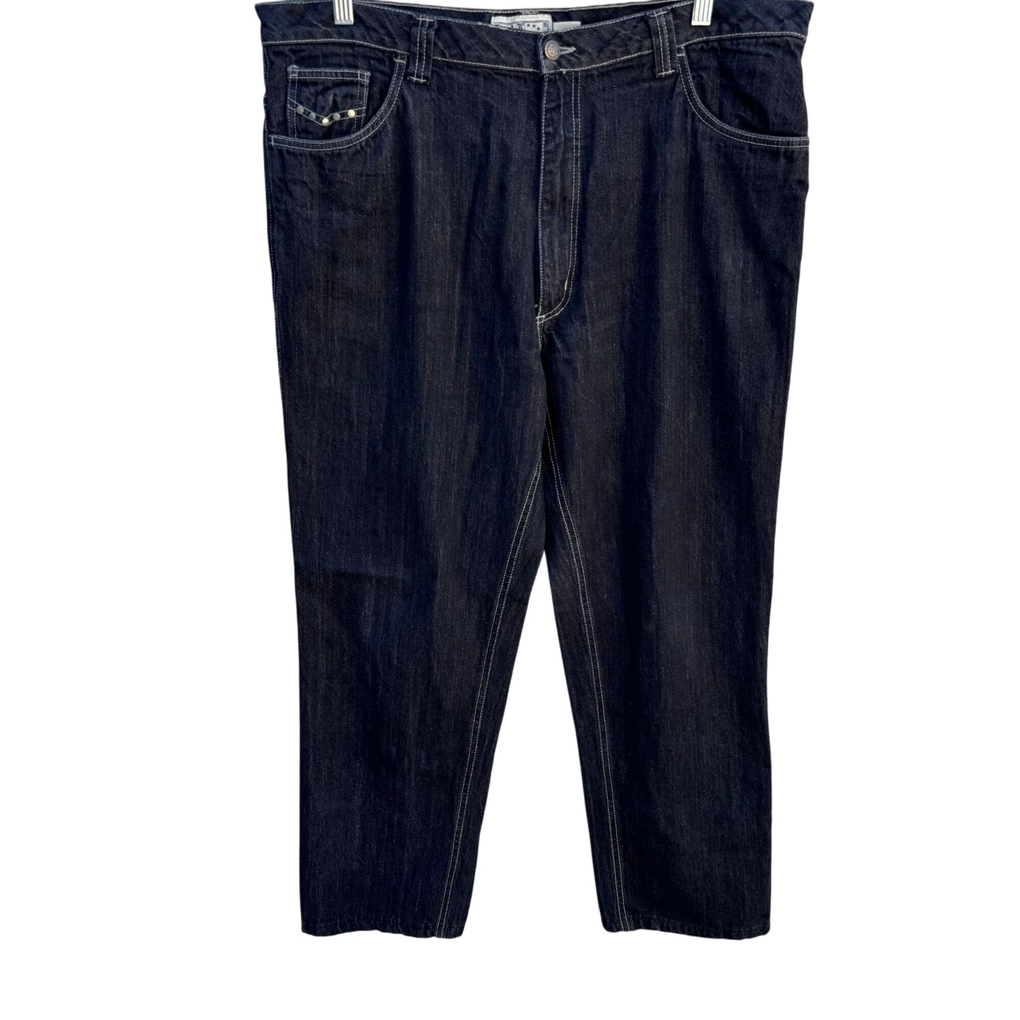 Liberty Blues Vintage Mens Dark Wash Denim Studded Pockets Straight Leg Jeans 40