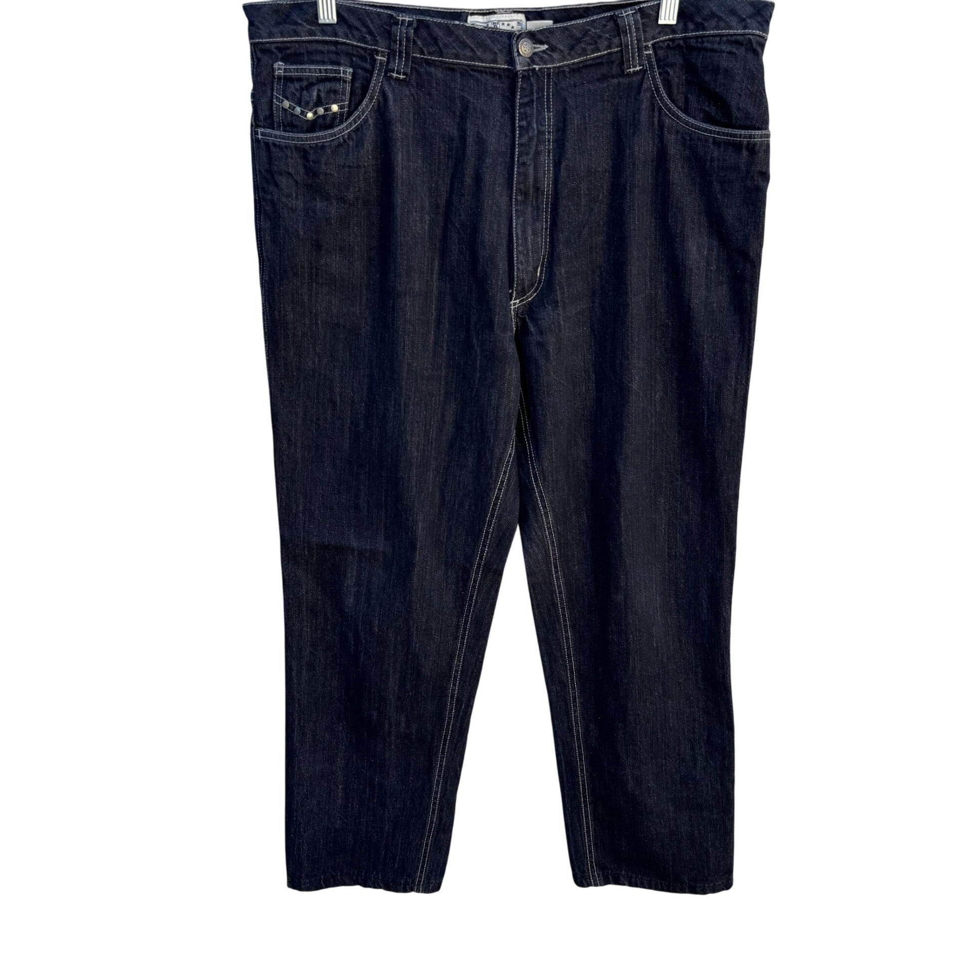 Liberty Blues Vintage Mens Dark Wash Denim Studded Pockets Straight Leg Jeans 40