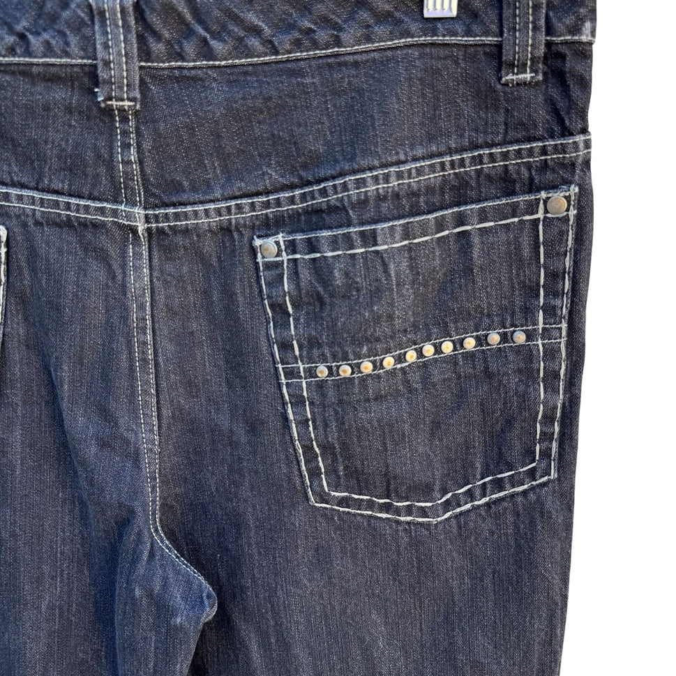 Liberty Blues Vintage Mens Dark Wash Denim Studded Pockets Straight Leg Jeans 40