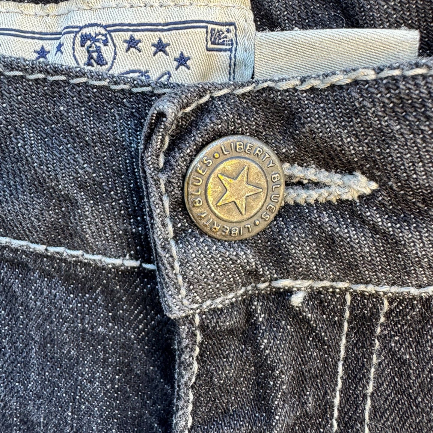 Liberty Blues Vintage Mens Dark Wash Denim Studded Pockets Straight Leg Jeans 40