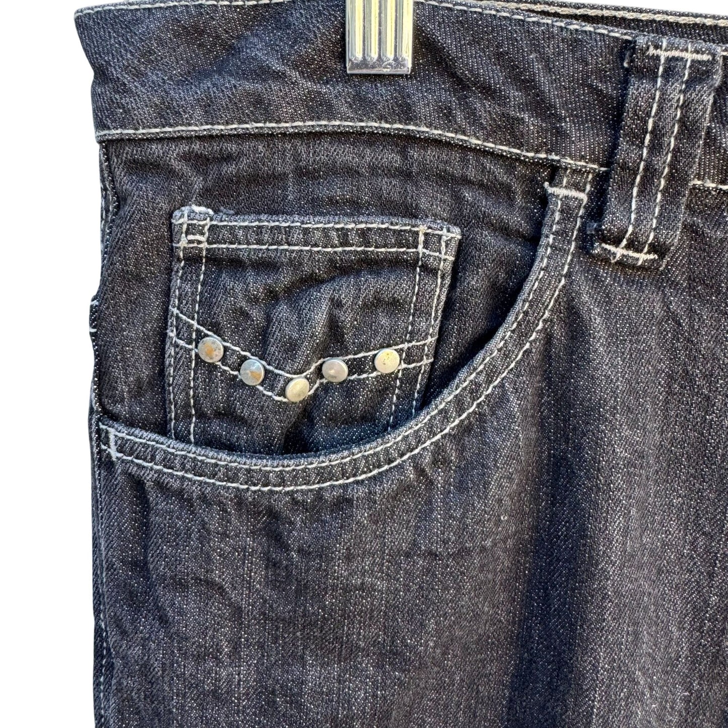 Liberty Blues Vintage Mens Dark Wash Denim Studded Pockets Straight Leg Jeans 40