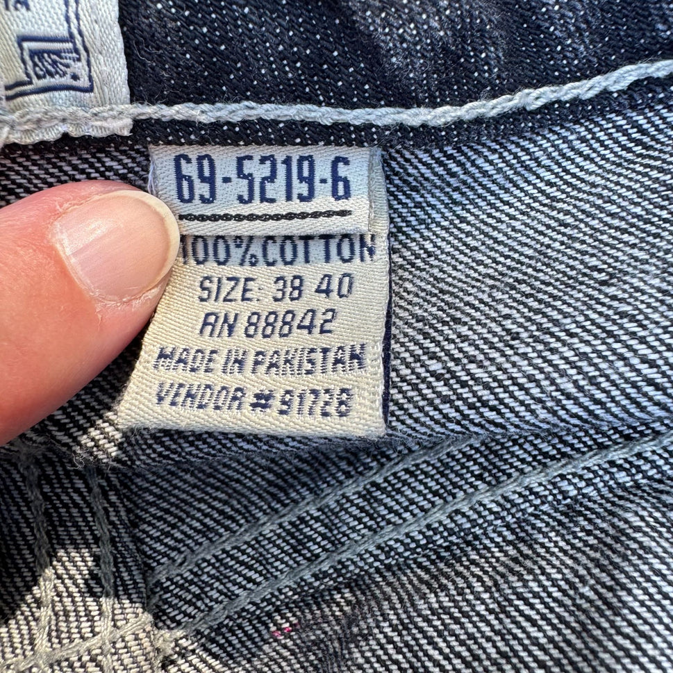 Liberty Blues Vintage Mens Dark Wash Denim Studded Pockets Straight Leg Jeans 40