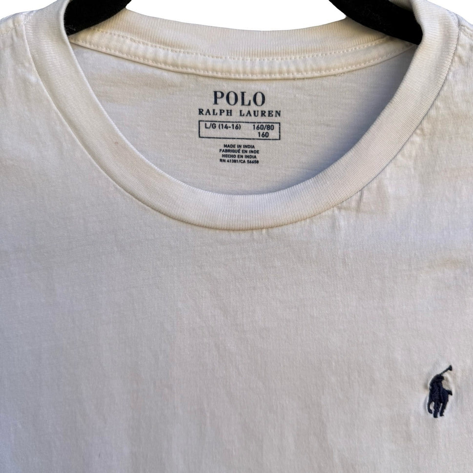 Polo Ralph Lauren Preppy Sporty Cotton Short Sleeve Pony Logo Shirt White Boys L