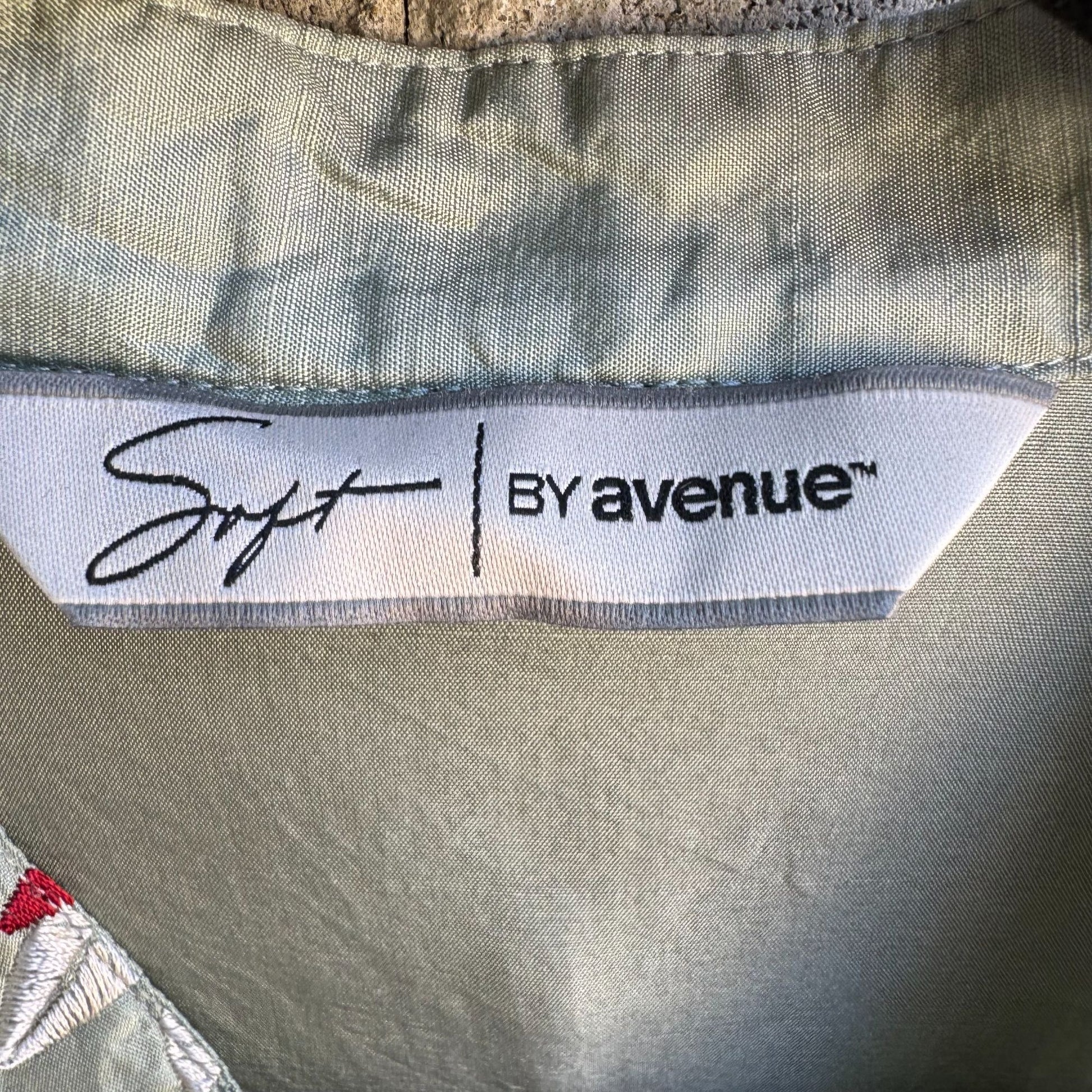 Soft By Avenue Womens Silk Sleeveless Floral Embroidered Button-Up Blouse 22/24