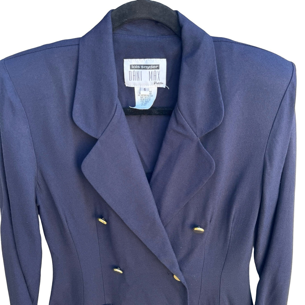 Lois Snyder Dani Max Vintage 90s Double Breasted Blazer Gold Chain Detail Navy 6