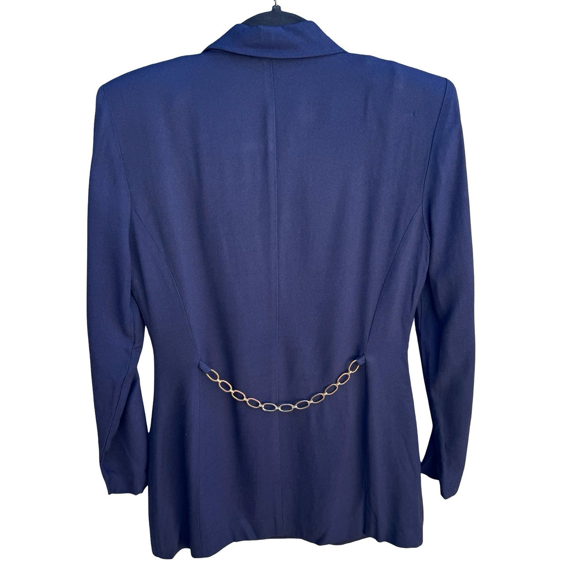 Lois Snyder Dani Max Vintage 90s Double Breasted Blazer Gold Chain Detail Navy 6
