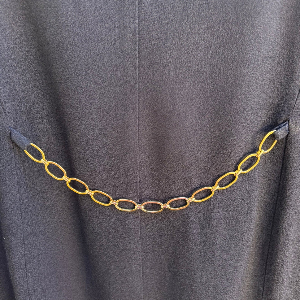 Lois Snyder Dani Max Vintage 90s Double Breasted Blazer Gold Chain Detail Navy 6