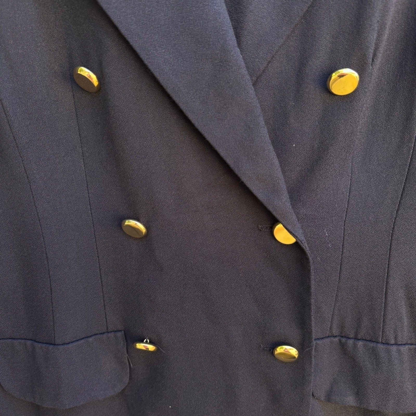 Lois Snyder Dani Max Vintage 90s Double Breasted Blazer Gold Chain Detail Navy 6