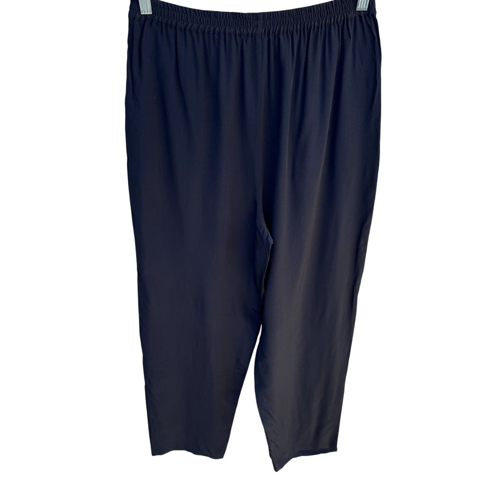 Bob Mackie Wearable Art Silk Lounge Pants Relaxed Fit Elastic Waist Black New S