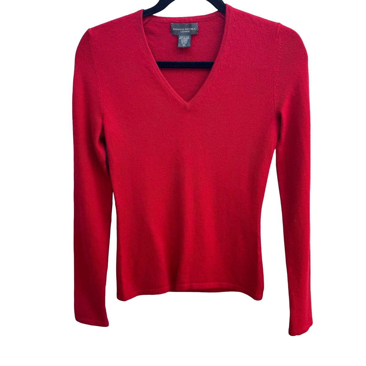Banana Republic 100% Cashmere Minimalist Quiet Luxury Knit Sweater Tomato Red XS