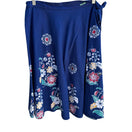 Switch Vintage Floral Blue Multicolor Cotton Womens Tie Waist Boho Festival Wrap Skirt 2 image