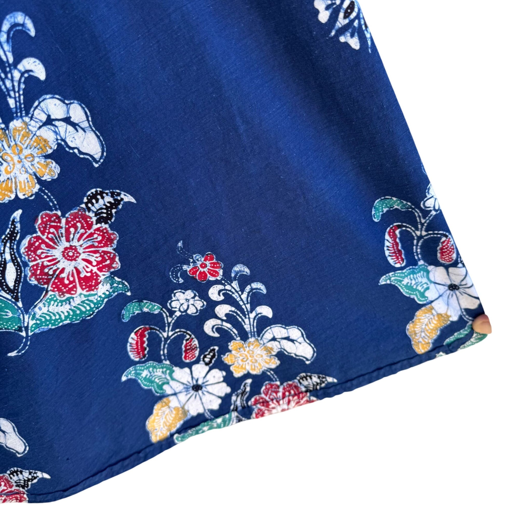 Vintage Floral Blue Multicolor Cotton Womens Tie Waist Boho Festival Wrap Skirt