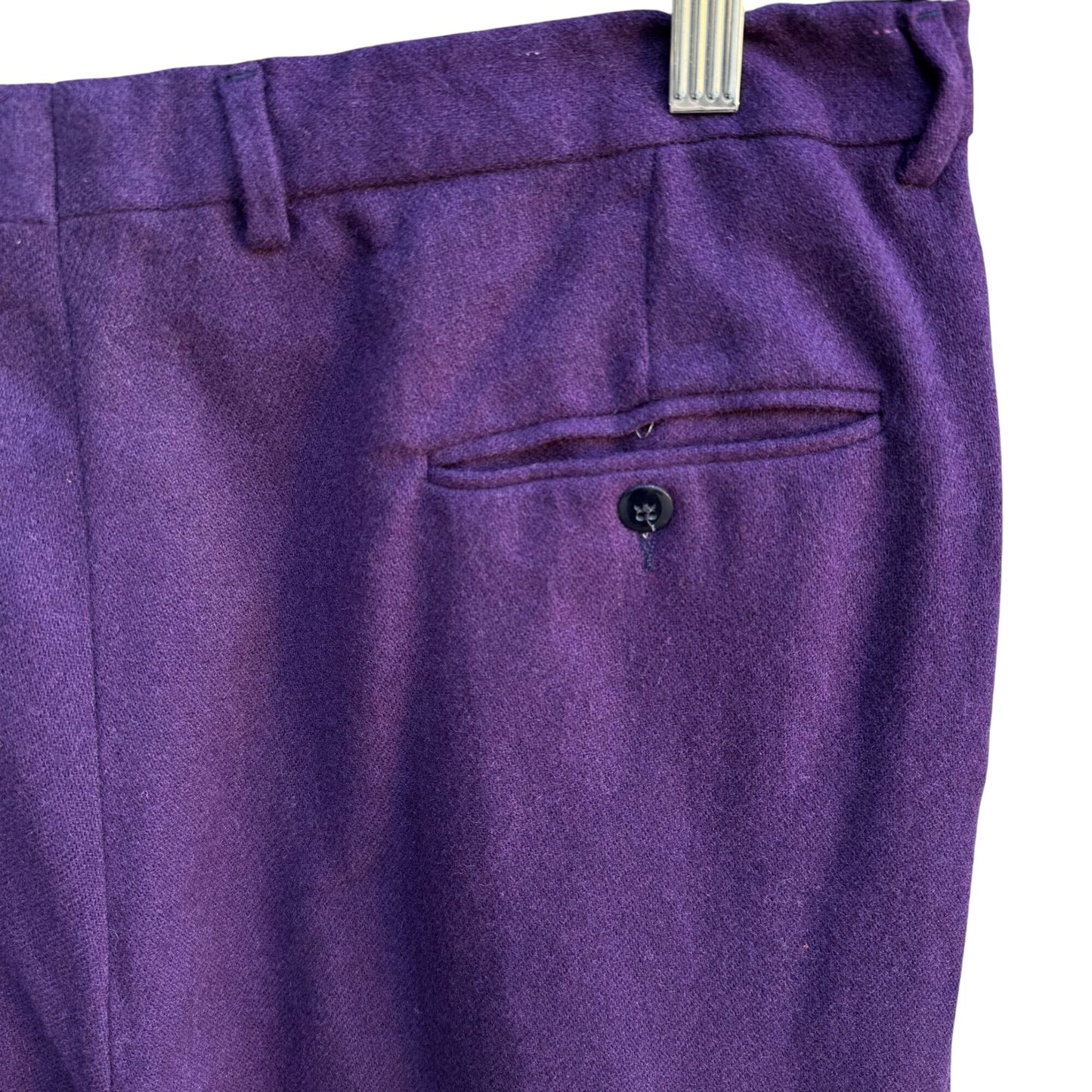 Vintage Purple Italian Wool Pleated Mens Dress Trouser High Waist Tapered Pant