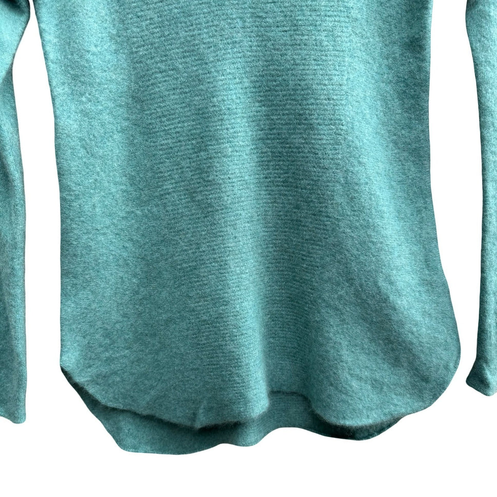 Max Studio 100% 2-Ply Cashmere Quiet Luxury Minimalist Scoop Neck Sweater Teal S