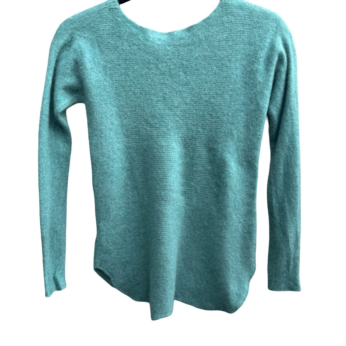 Max Studio 100% 2-Ply Cashmere Quiet Luxury Minimalist Scoop Neck Sweater Teal S