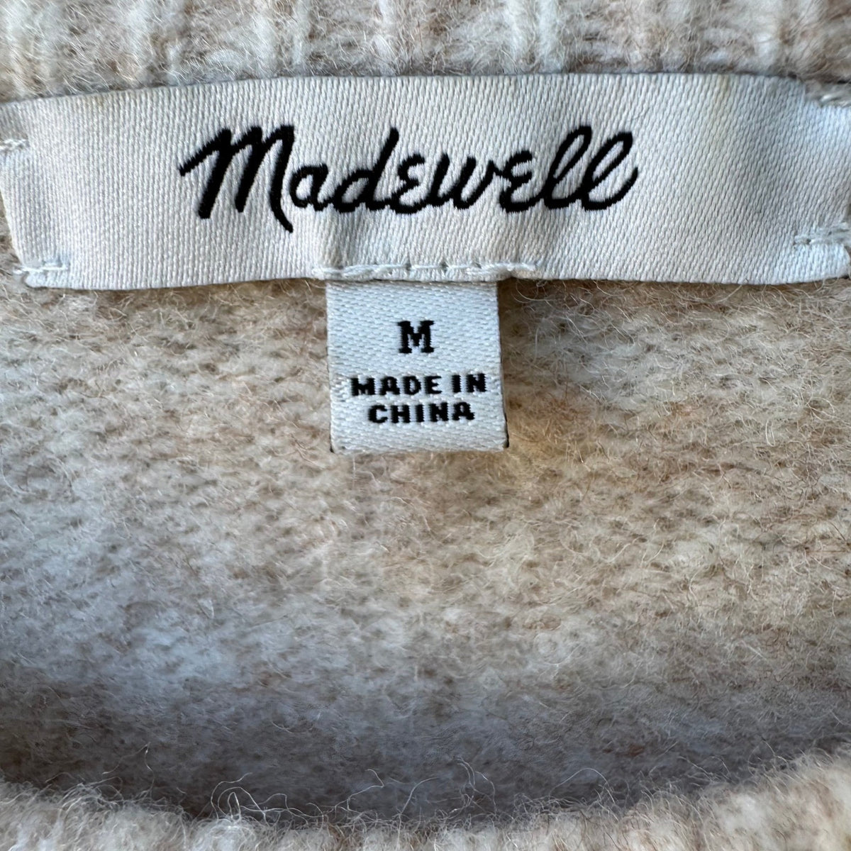 Madewell Cedarbrook Colorblock Wool Camel Hair Cropped Boxy Sweater Beige M