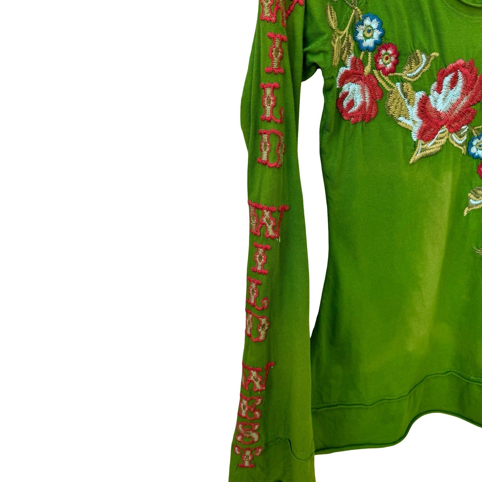 Johnny Was JW Los Angeles Y2K 90s Boho Floral Embroidered Top Wild Wild West XS