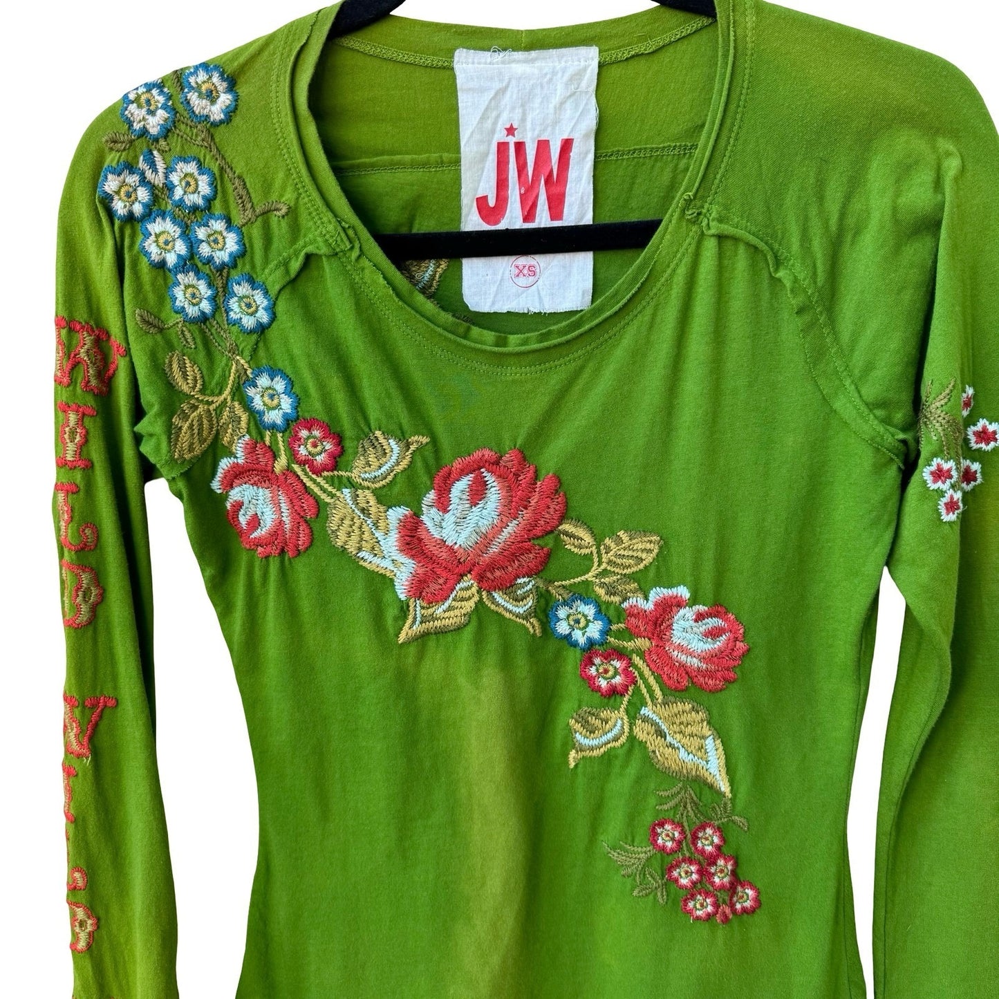 Johnny Was JW Los Angeles Y2K 90s Boho Floral Embroidered Top Wild Wild West XS