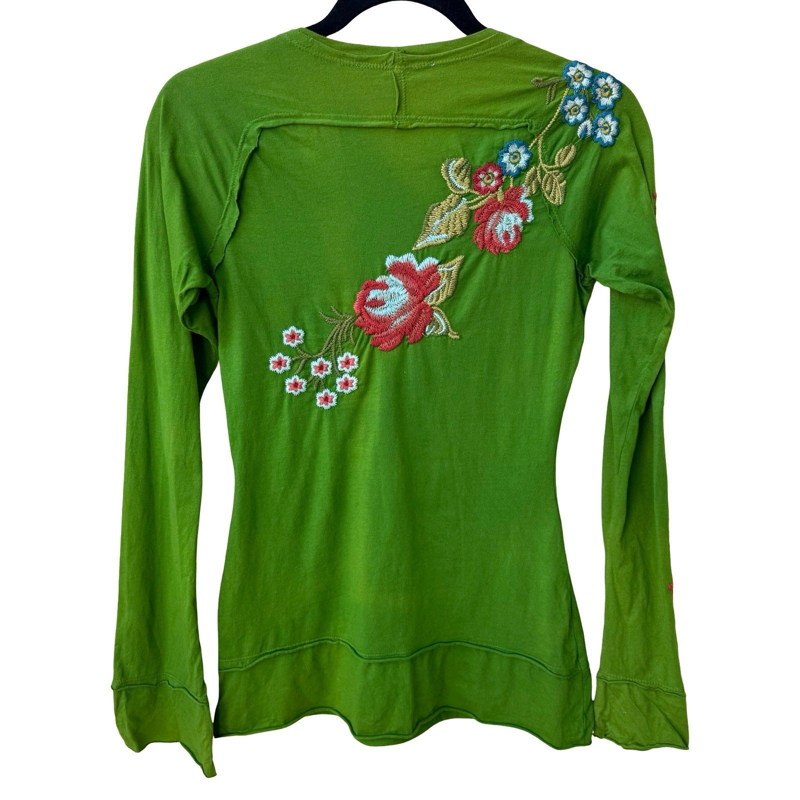 Johnny Was JW Los Angeles Y2K 90s Boho Floral Embroidered Top Wild Wild West XS