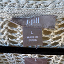 Switch J. Jill 100% Linen Lagenlook Open Knit Mesh Coastal V-Neck Sweater Grey L NEW 2 image