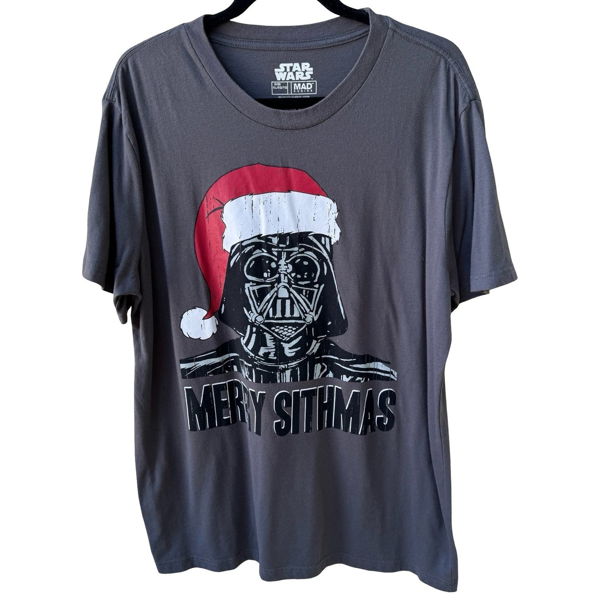 Star Wars Merry Sithmas Darth Vader Mad Engine Santa Hat Graphic T-Shirt Mens XL