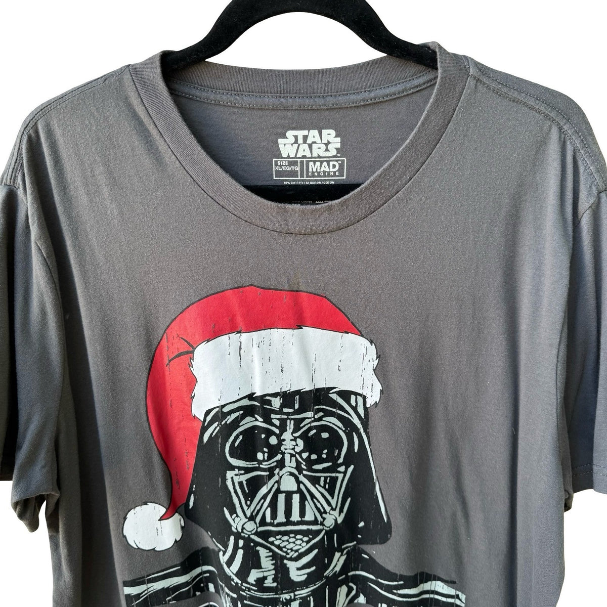 Star Wars Merry Sithmas Darth Vader Mad Engine Santa Hat Graphic T-Shirt Mens XL