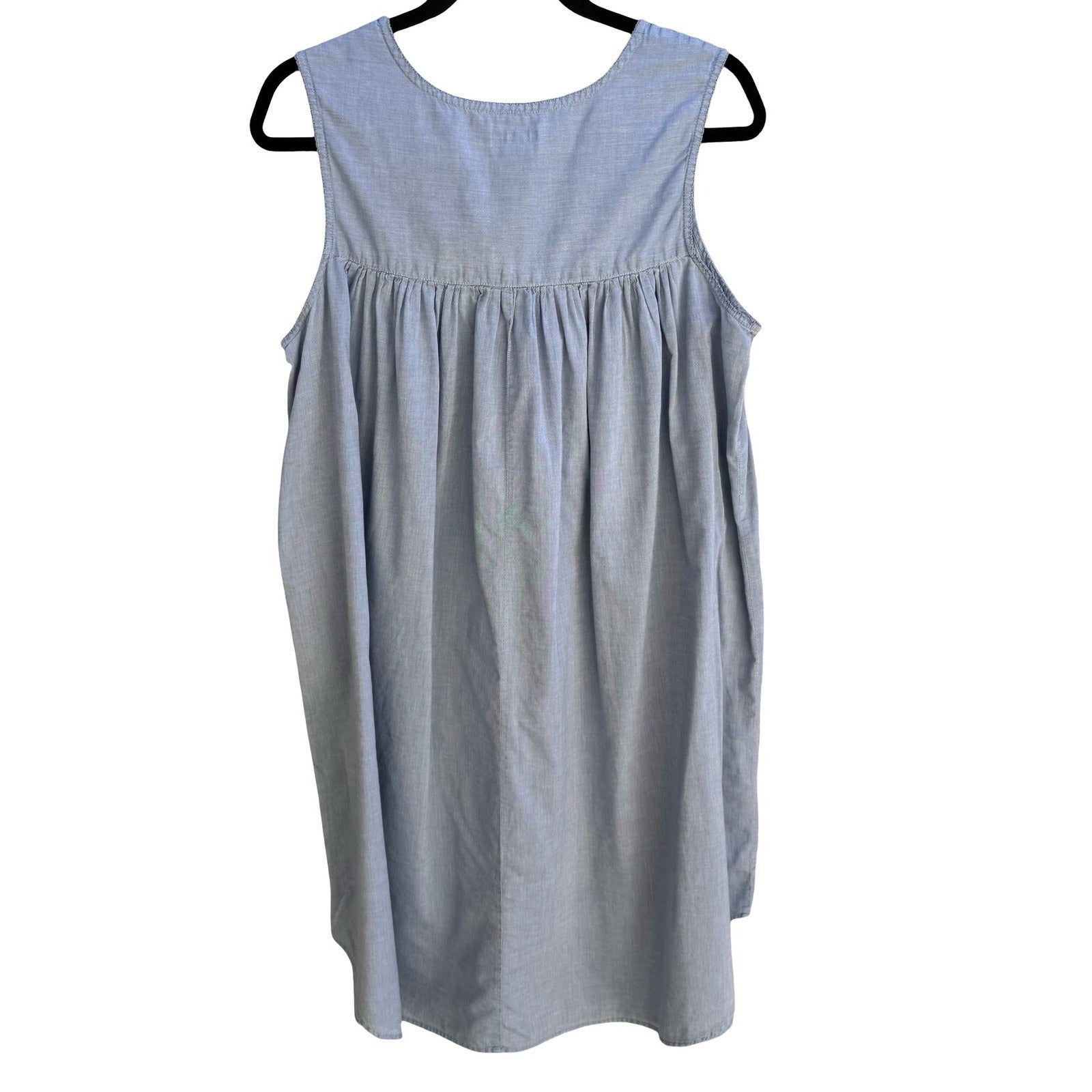 Secret Treasures Cotton Floral Embroidered Sleeveless Nightgown Cottage Blue L
