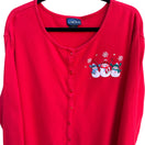 Switch Lasolas Vintage Womens Red Button-Up Snowman Embroidered Long Sleeve Cardigan 1XL 3 image