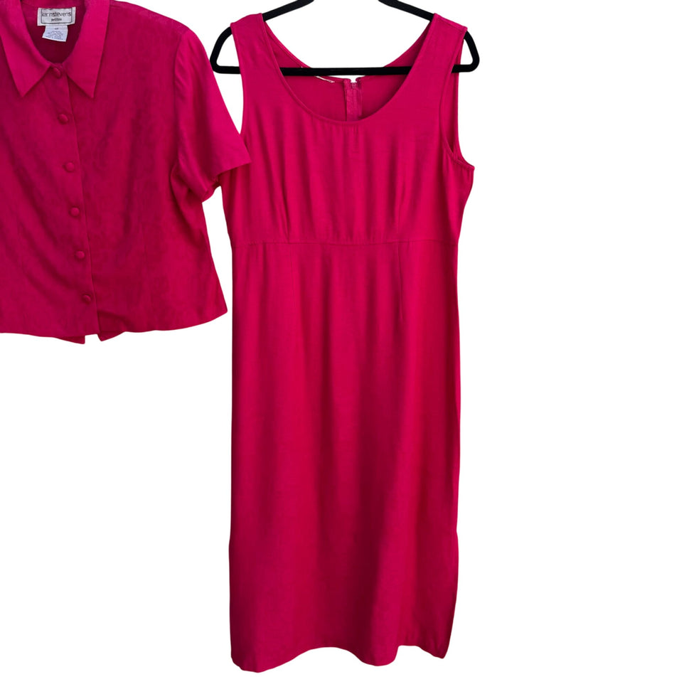 Karin Stevens Petites Vintage 2-Piece Pink Dress & Button-Up Jacket Set 10P