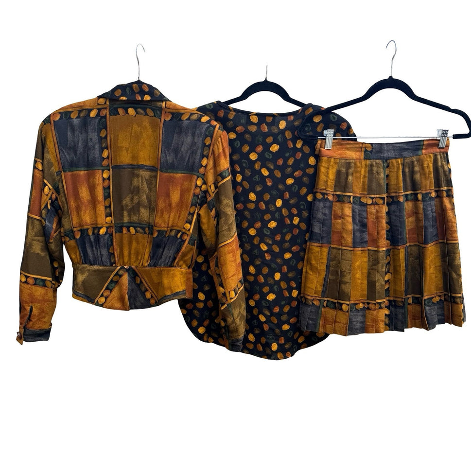Dorothy Schoelen Platinum Vintage 90s Maximalist Art To Wear Jacket Shirt Skirt