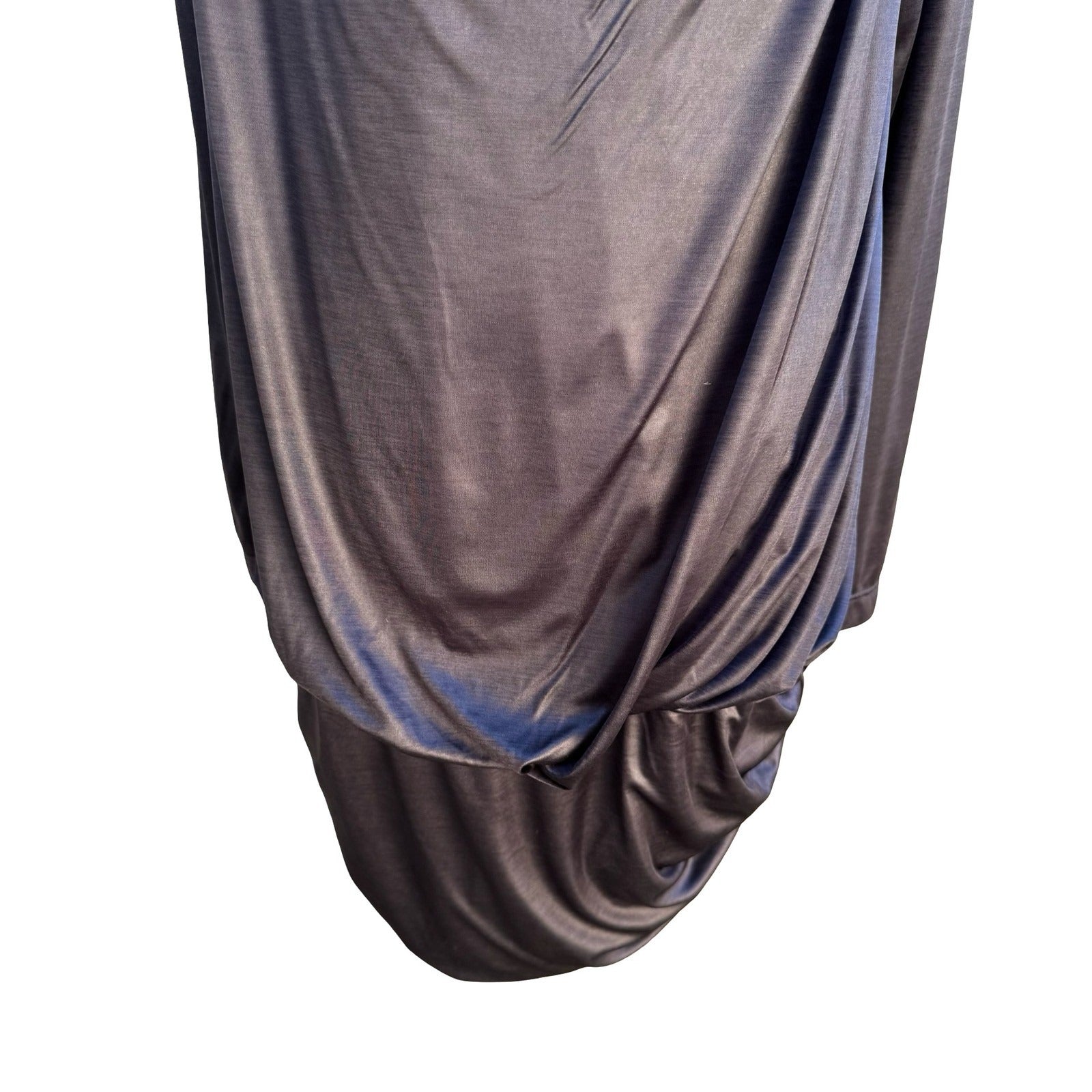 Poleci Y2K Avant Garde Cyber Edgy Draped Neck Ruched Asymmetrical Mini Dress S