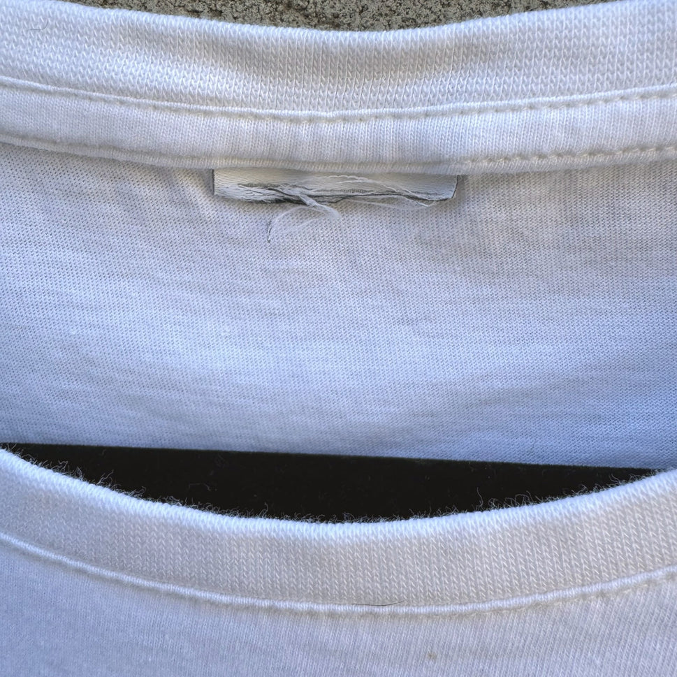 Puma Metallic Silver Logo High Low Athleisure White Crop Top Short Sleeve Casual