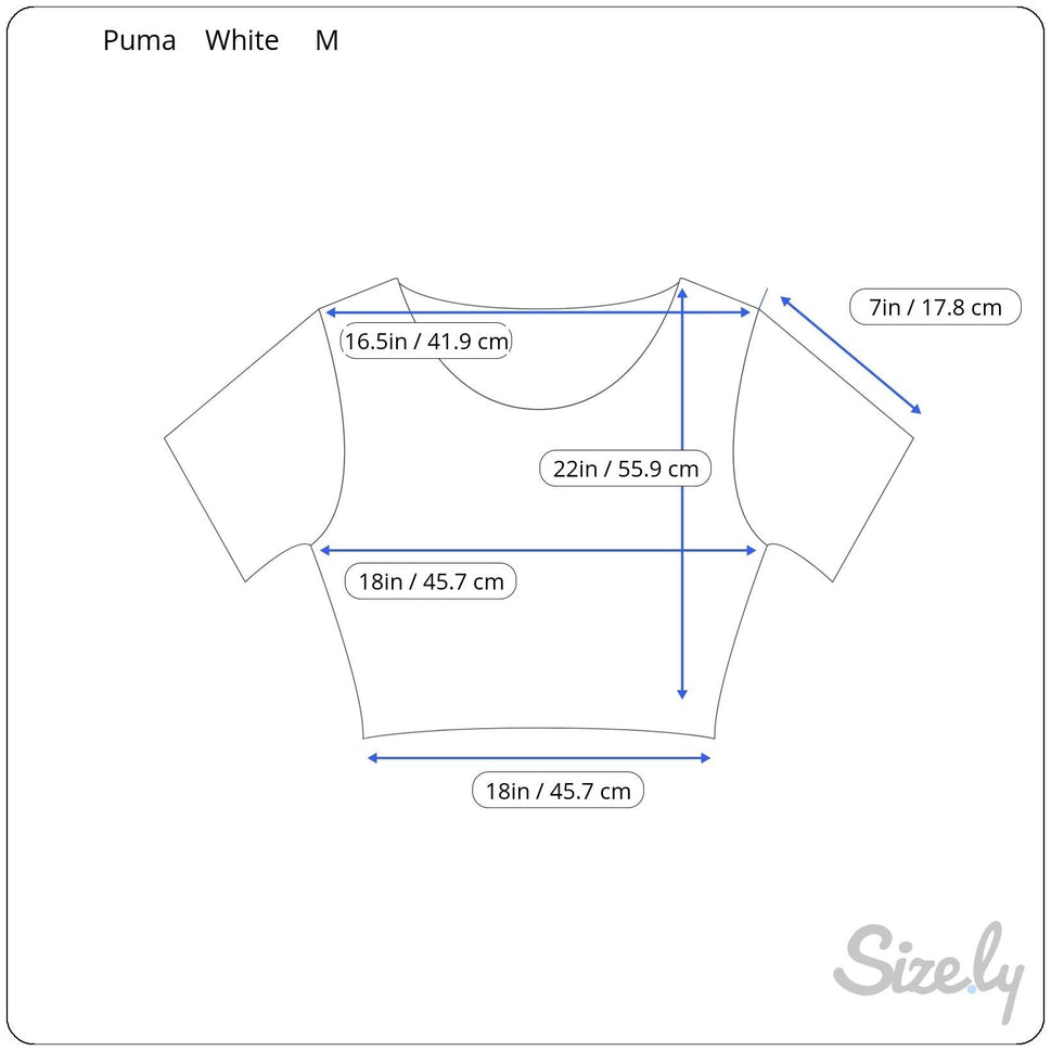 Puma Metallic Silver Logo High Low Athleisure White Crop Top Short Sleeve Casual