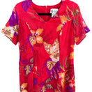 Switch Maggie Sweet Vintage 90s Red Tropical Floral Chiffon Midi Dress Petite Small 3 image