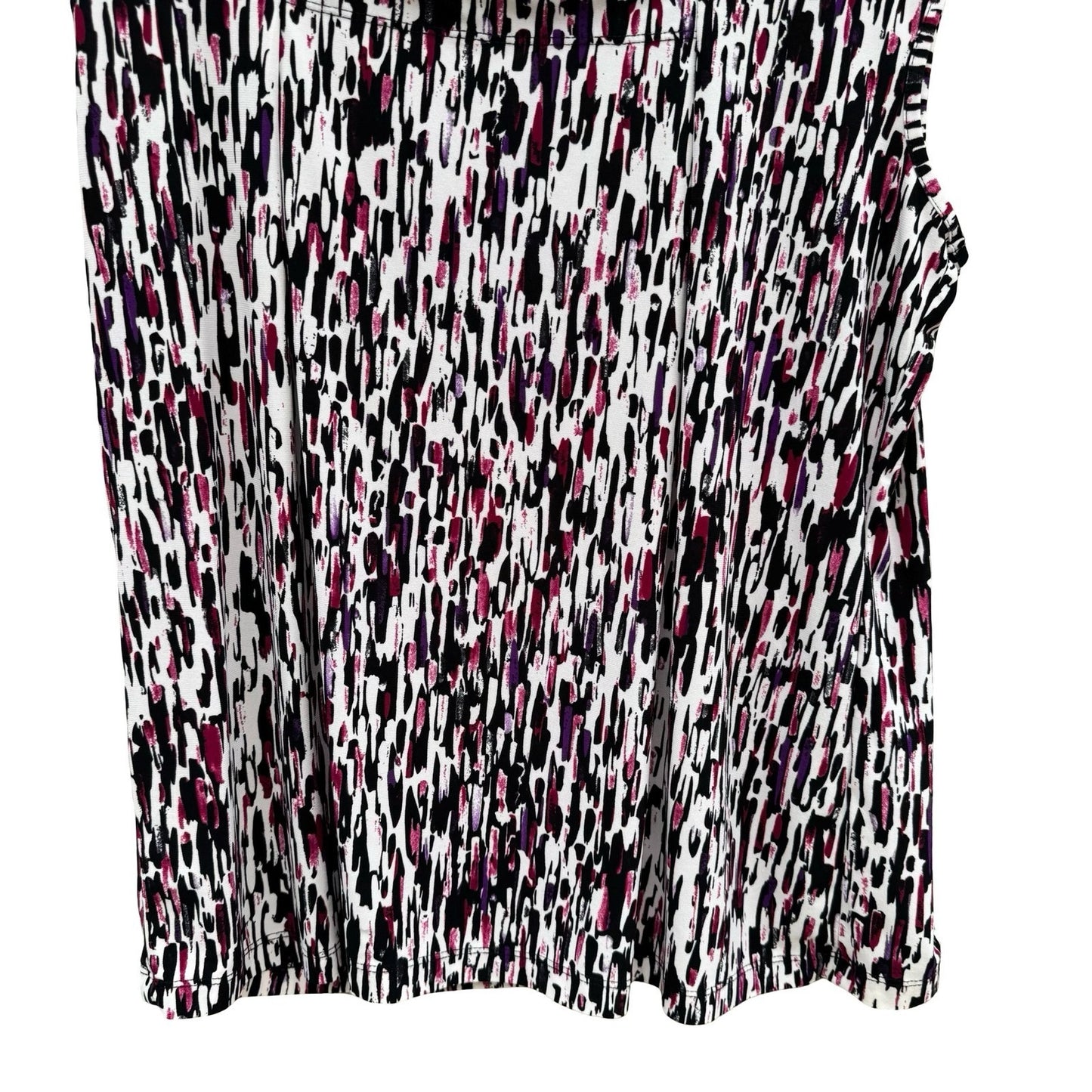 Abstract Brushstroke Square Neck Sleeveless Knit Top Black Magenta Purple Large