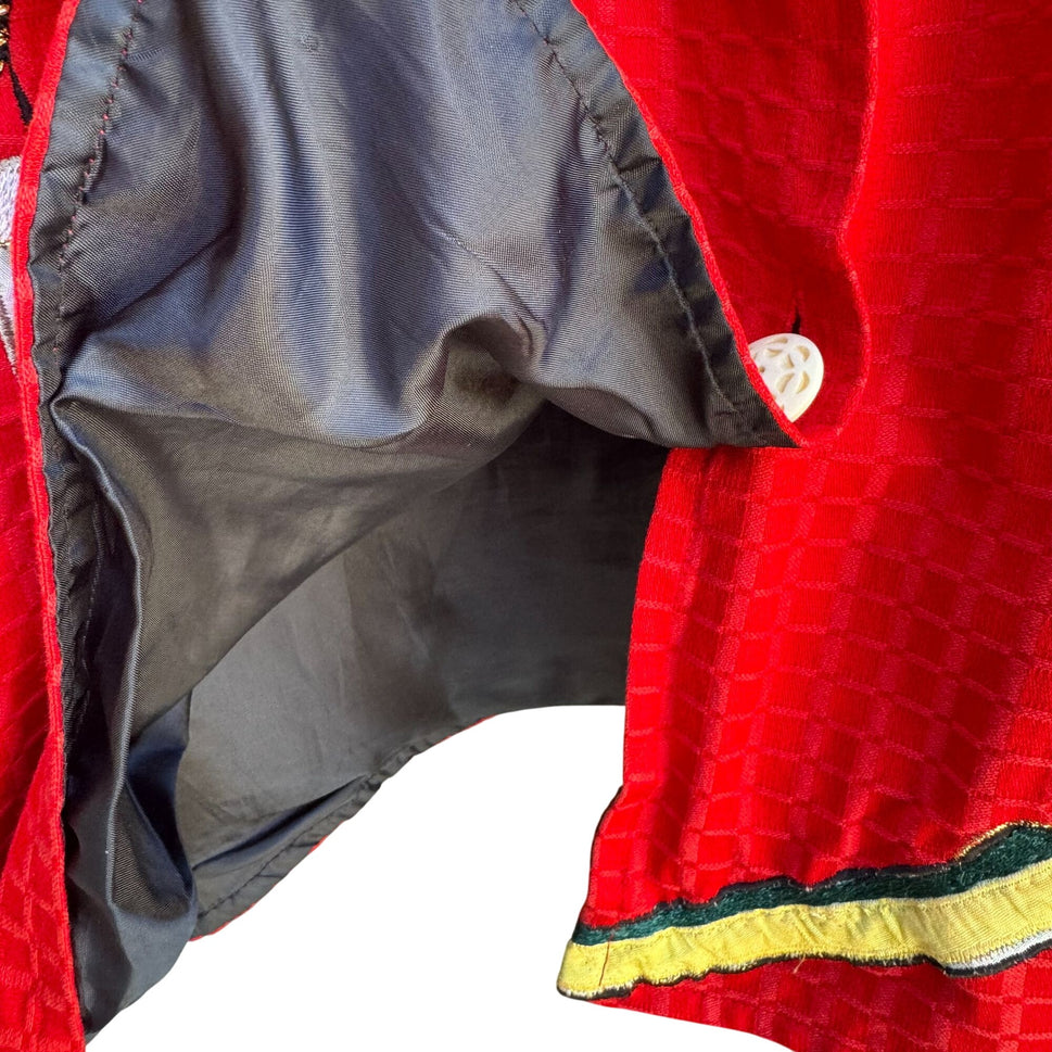 Maggie Barnes Red Embroidered Leaf Butterfly Quilted Button Long Sleeve Jacket 4X