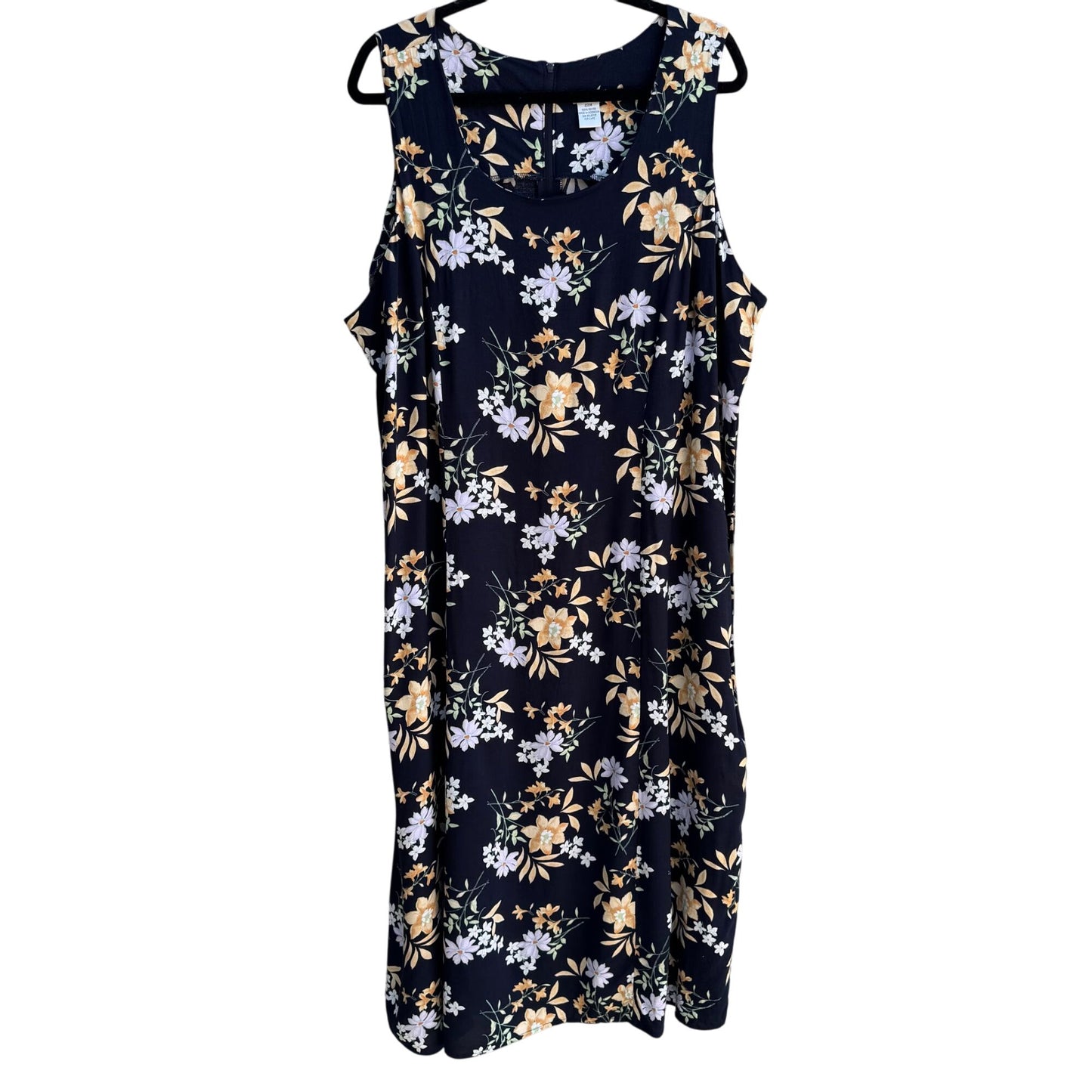 Womens Vintage Y2K Sleeveless Navy Floral Flowy Maxi Sundress Whimseygoth Dress 22W
