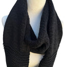Switch Filippa Silk Cotton Blend Open Knit Boho Minimalist Goth Tassel Scarf Black OS 3 image