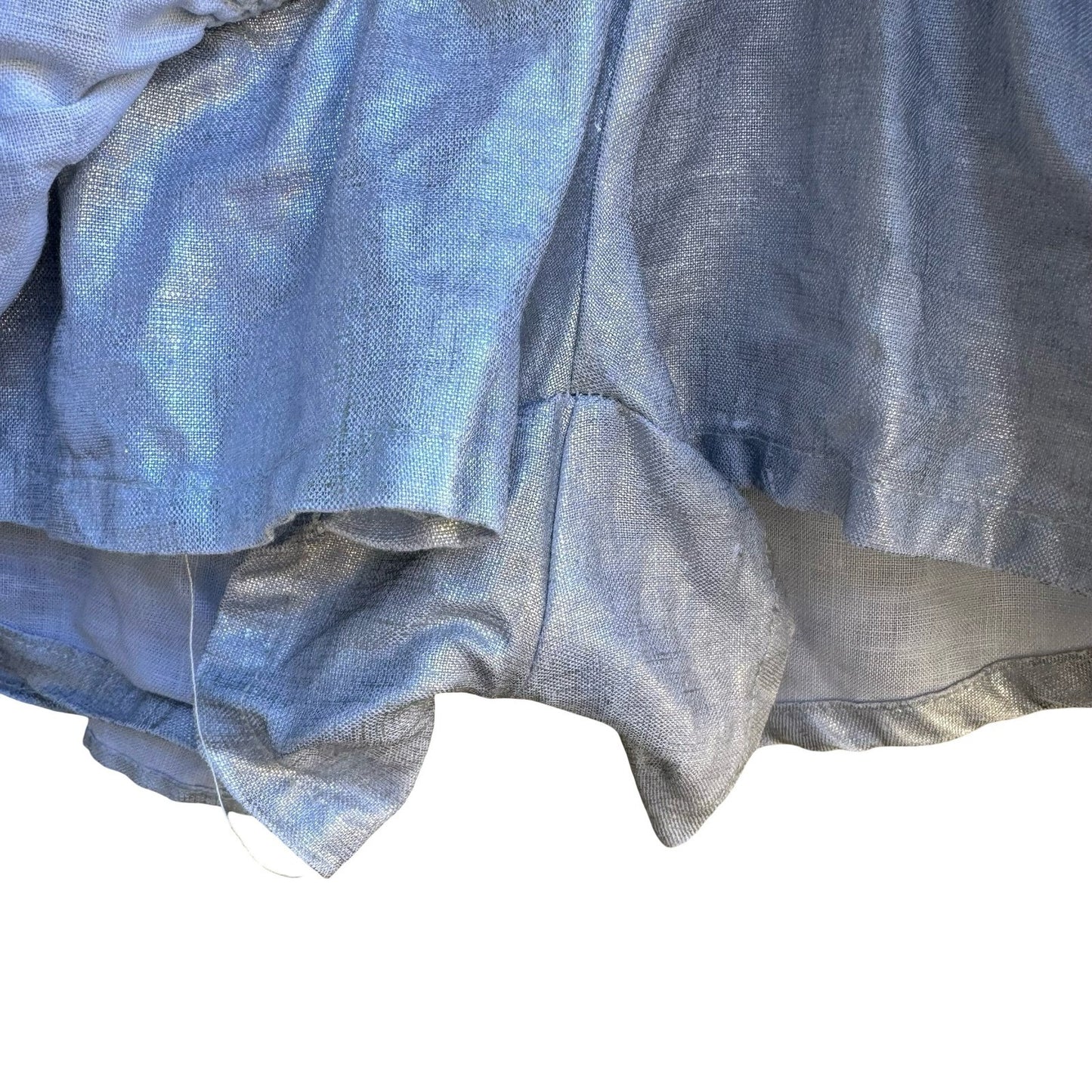 Zara Metallic Silver Ruffle Linen Blend Festival Disco Shiny Micro Mini Skort XS