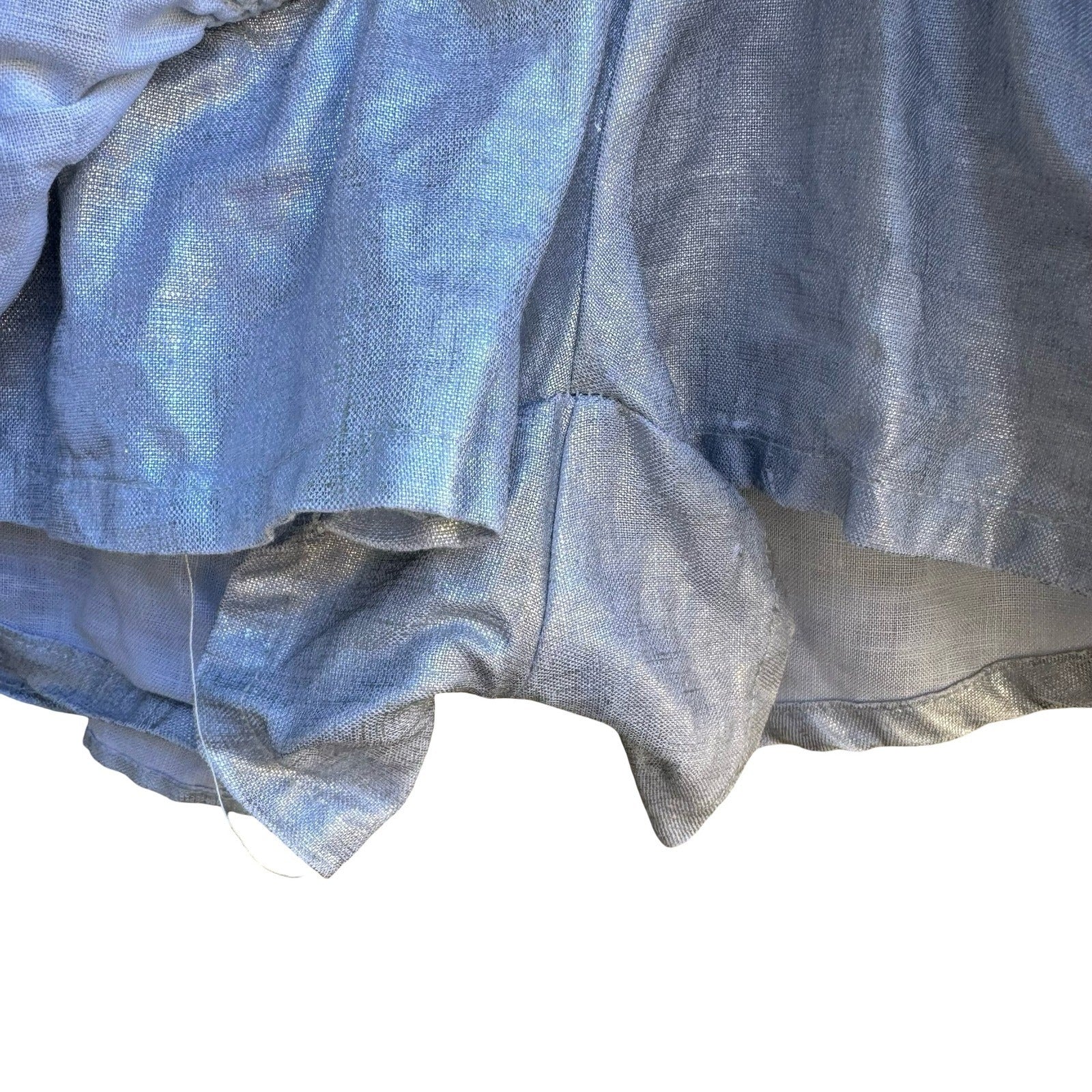 Zara Metallic Silver Ruffle Linen Blend Festival Disco Shiny Micro Mini Skort XS