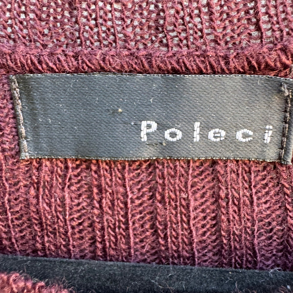 Poleci Y2K Whimsigoth Ribbed Chevron Pointelle Knit Sleeveless Top Burgundy M